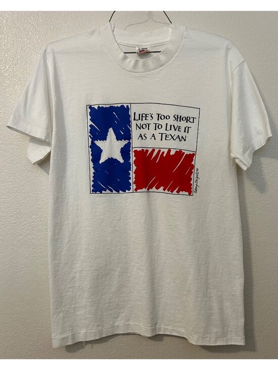 Kathryn Designs Tops - Vintage Kathryn Designs '90 Single Stitch Texas Flag White Graphic Large T-Shirt